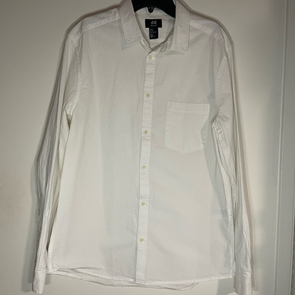 H&M Men's Crisp White Button-Down Shirt